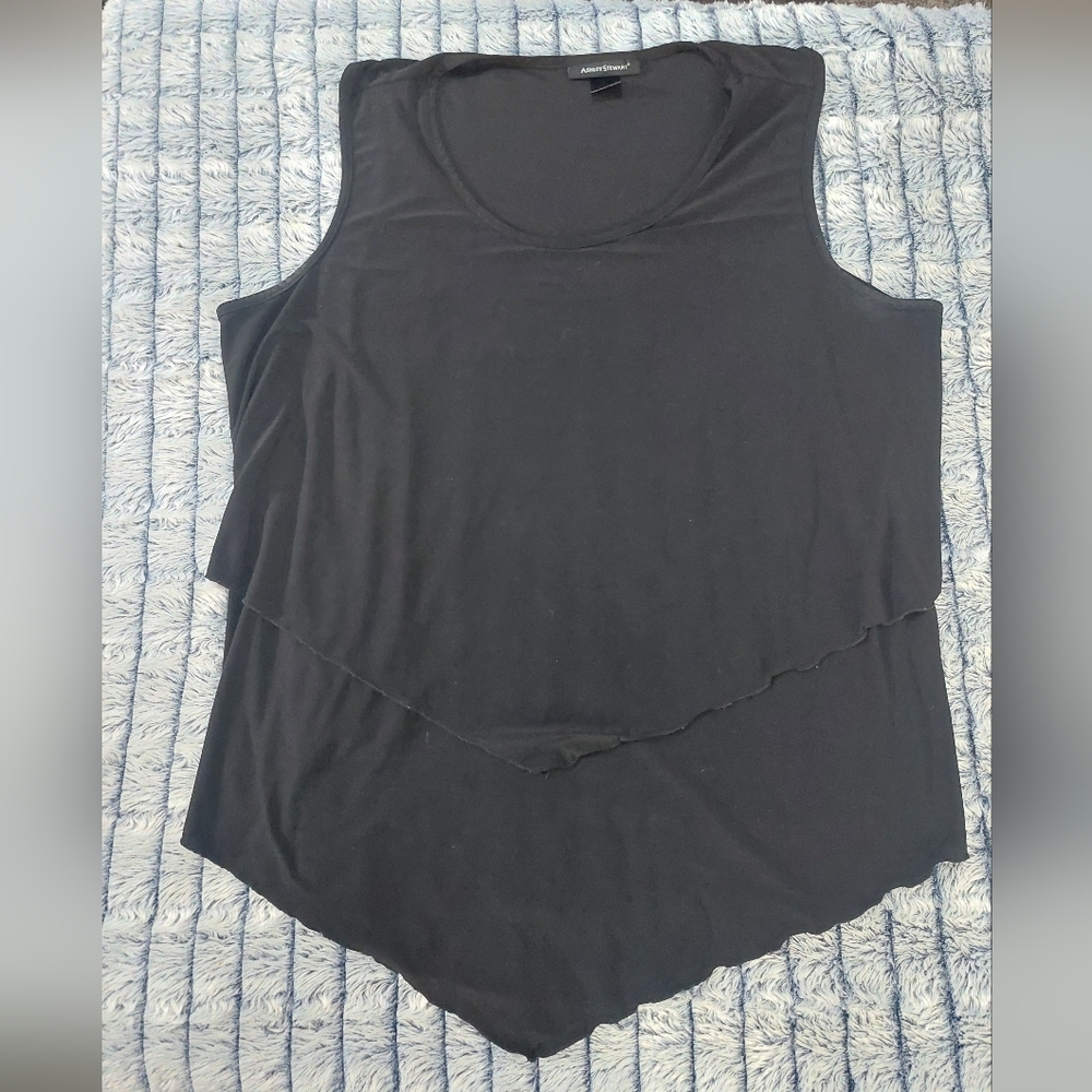 Ashley Stewart layered sleeveless top 18/20 black